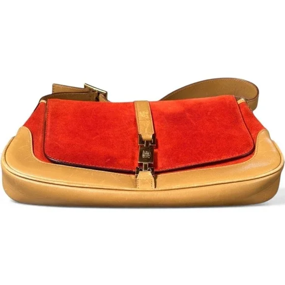 GUCCI Vintage Y2K Suede Leather Piston Lock Jackie Small Shoulder‎ Bag Authentic - Picture 2 of 16